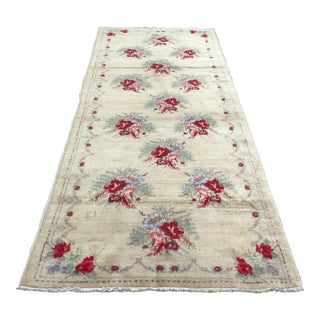Floral Design Beige Colored Mid 20th Century Vintage Carpet For Sale