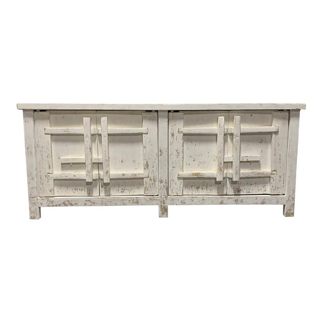 Elm Wood 4-Door Sideboard For Sale