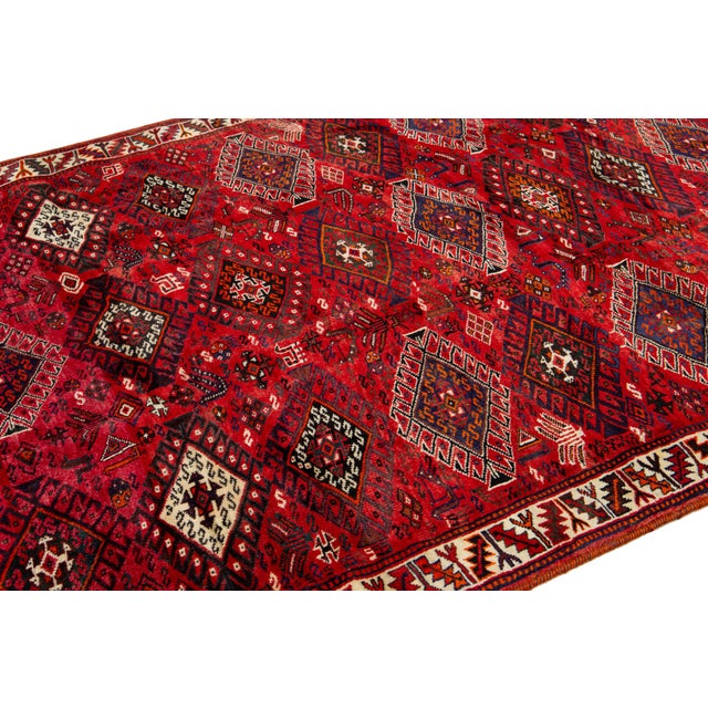 6 X 9 Vintage Persian Shiraz Handmade Wool Rug For Sale In New York - Image 6 of 9