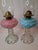 Victorian Rare Pair Antique Consolidated Pink & Blue Cased Glass Florette Stand Lamps P&A For Sale - Image 3 of 18