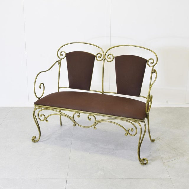 2-Seater Sofa in Wrought Iron and Brown Velvet from Casa e Giardino, 1950s For Sale - Image 11 of 14