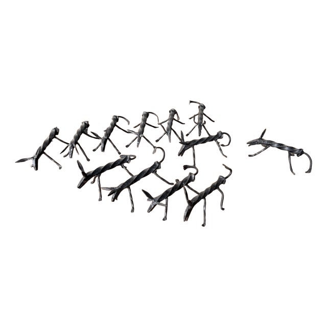 Vintage Brutalist Zoomorphic Knife Rest, 1950s, Set of 12 For Sale