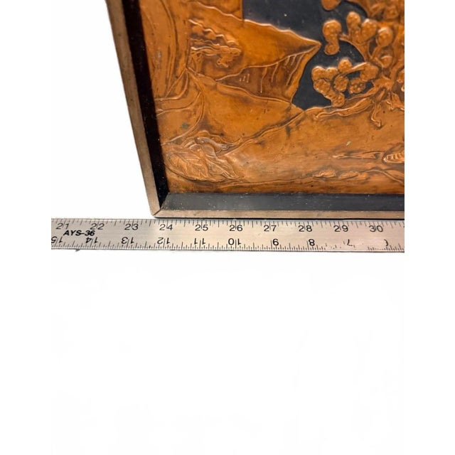 Vintage Mid-Century Asian Copper Repoussé Wall Plaques - A Pair For Sale In Jacksonville, FL - Image 6 of 10