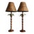 Vintage Hollywood Regency Faux Bamboo English Mahogany Palm Lamps For Sale