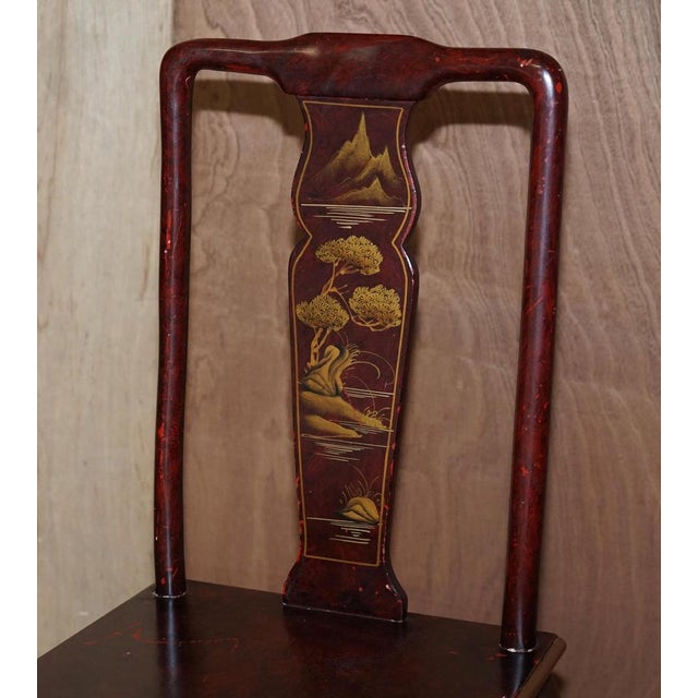 Wood Antique Chinese Red Hand Painted Chair in Sold Wood For Sale - Image 7 of 17