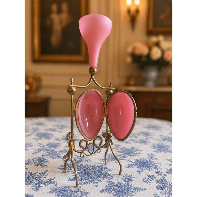 French Antique French Pink Opaline Vase With Gilt Bronze Mounts For Sale - Image 3 of 4