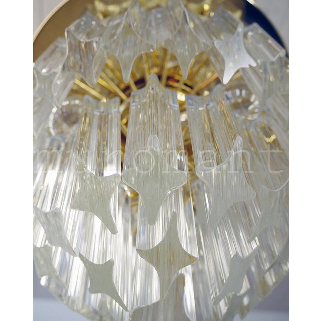 Metal Gold-Plated & Crystal Chandelier by Paolo Venini for Camer, Italy, 1970s For Sale - Image 7 of 8