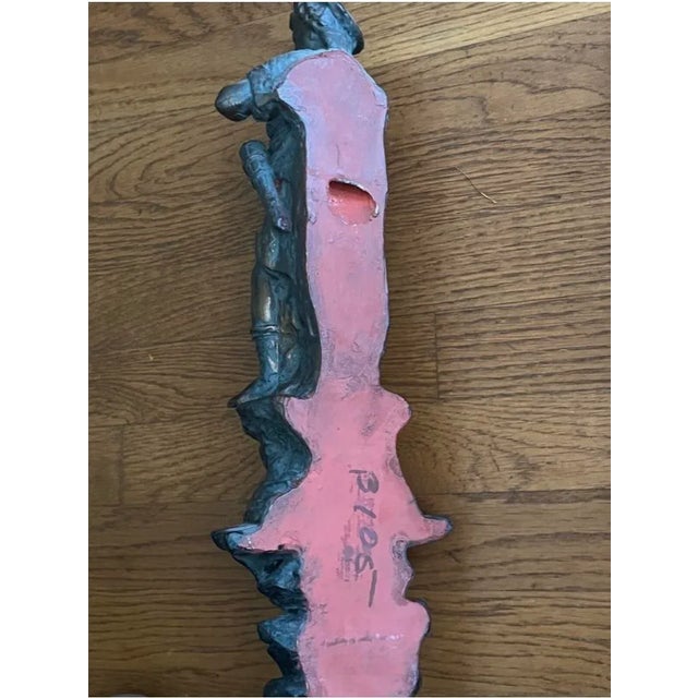 Bronze Vintage Pair of Bronze Looks Like Conquistadors Statue Sculpture Wall For Sale - Image 8 of 11