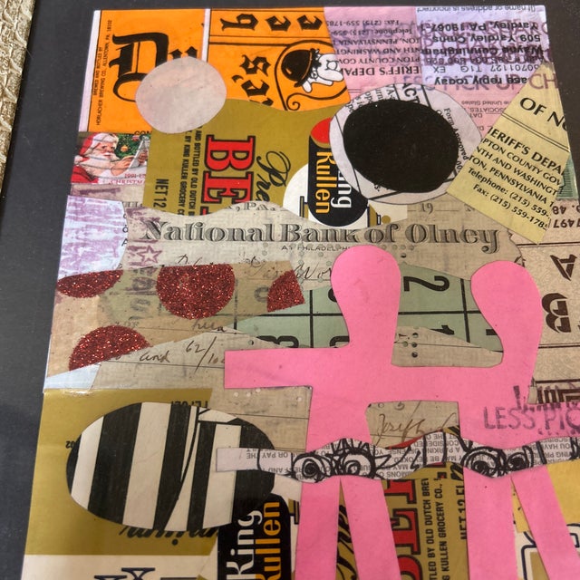 Contemporary original hands across America collage by Wayne Cunningham. Collage measures 6x8 and frame measures 9x11....