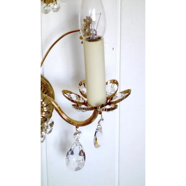 Brass & Lead Crystal Wall Lamp from Palwa, 1960s For Sale - Image 6 of 11