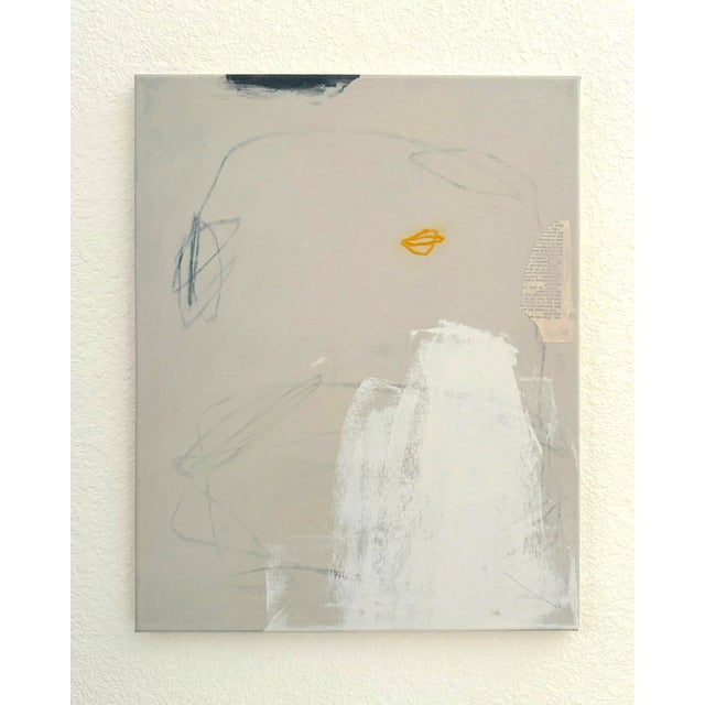 "Grounded" – This piece was created with acrylic paint, graphite, crayon and collage pieces on canvas; piece is finished...