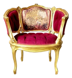 1990s Romantic Style Berry Red Bergere Wing Chair