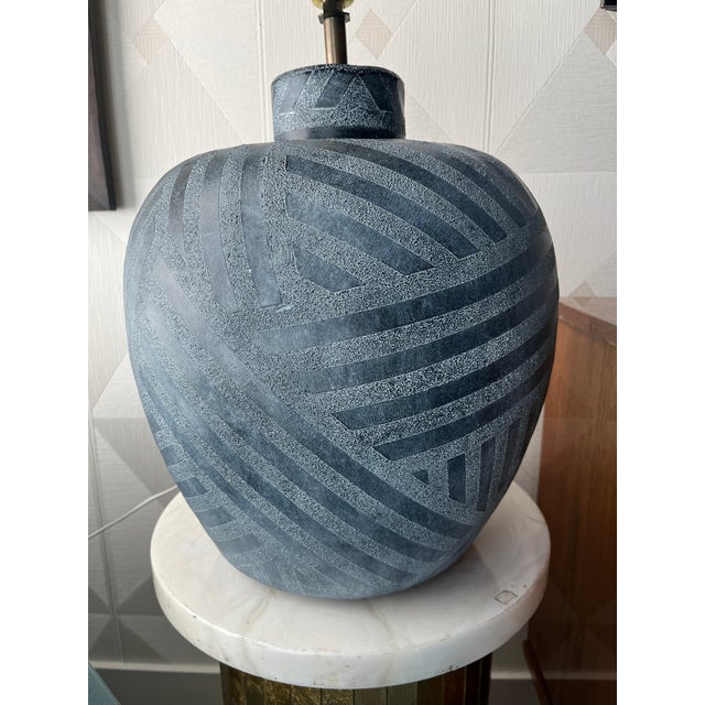 Ceramic Late 20th Century Postmodern Textured Plaster Table Lamp For Sale - Image 7 of 9