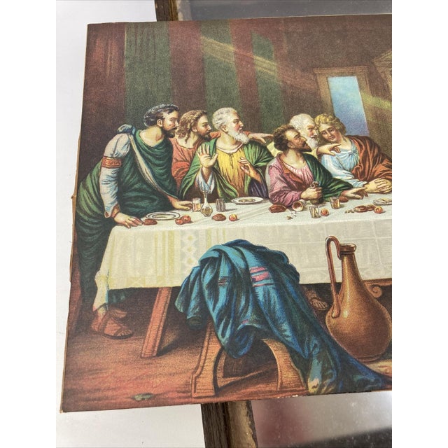 VTG Brunozetti Last Supper Trifold Wood Mirror Frame Art Religious Picture For Sale - Image 9 of 12