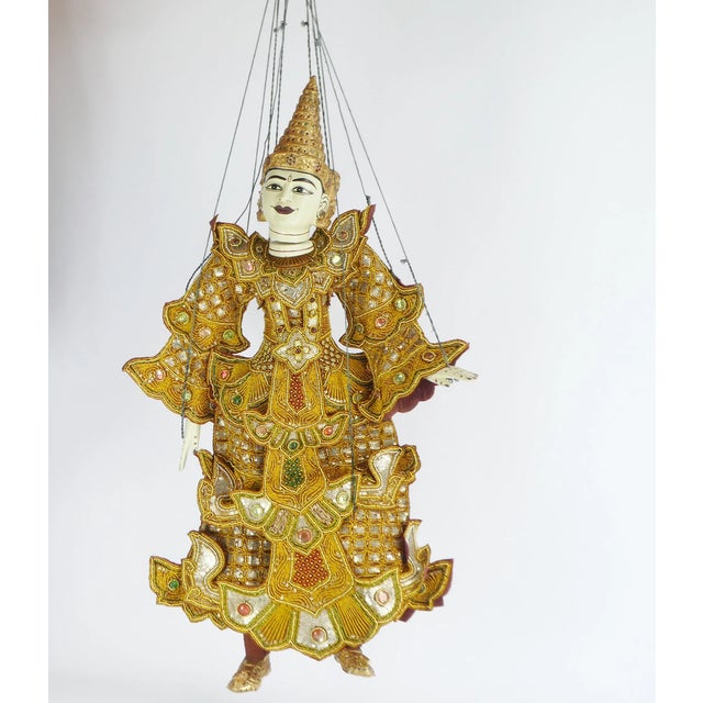 Large Vintage Asian Puppet with Clothing with Beads and Sequins For Sale - Image 3 of 11
