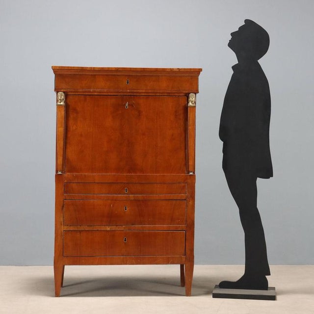 Antique Empire Secretaire in Walnut, Italy, 1800s For Sale - Image 3 of 16