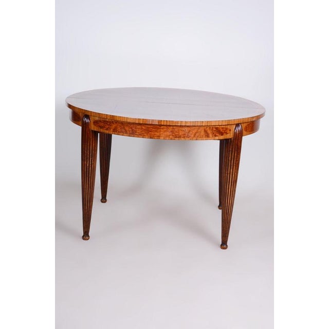 Art Deco Mahogany and Walnut Dining Table and Chairs attributed to Paul Follot, France, 1920s, Set of 7 For Sale - Image 6 of 18