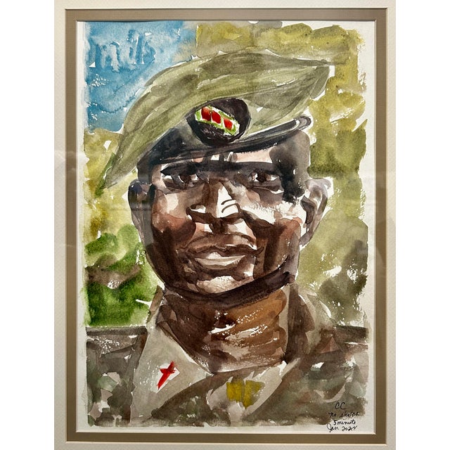 2020s Original Watercolor Painting “Army Chaplain in South Sudan” For Sale - Image 5 of 5
