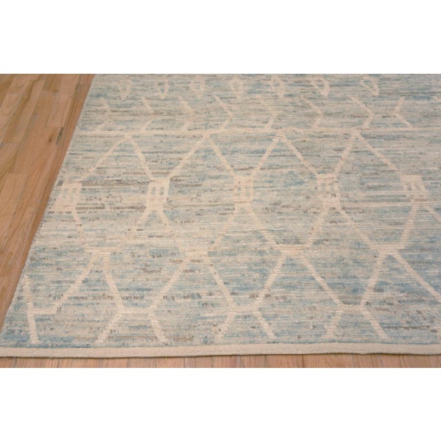 Abstract Nazmiyal Collection Modern Blue Geometric Rug For Sale - Image 3 of 8