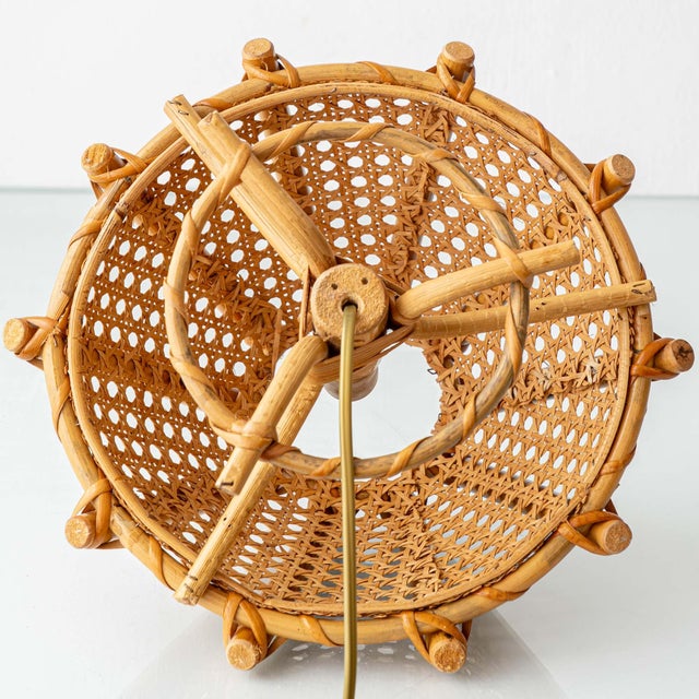 Vintage French Riviera Rattan Table Lamps in the style of Louis Sognot, 1960s, Set of 2 For Sale - Image 6 of 12