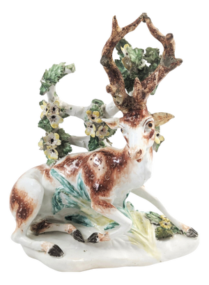 Porcelain Stag Figure with Bocage from Derby, England, 1755-1765