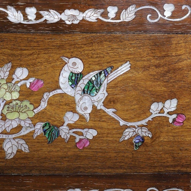 Brown Huali Rosewood Low Table Inlaid With Mother-of-Pearl For Sale - Image 8 of 10