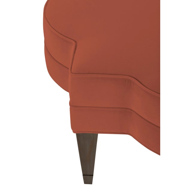 Transitional Belle Etoile Ottoman, Heirloom Red Velvet For Sale - Image 3 of 5