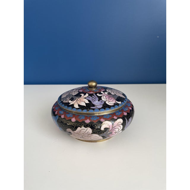 Blue Cloisonné Asian Jewelry Box For Sale - Image 8 of 8