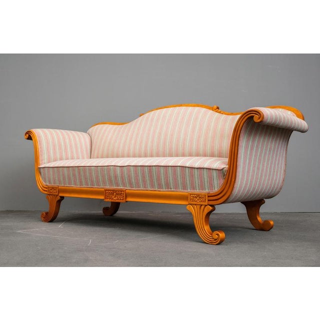 Brown Biedermeier Style Sofa in Birch, Early 20th Century For Sale - Image 8 of 17