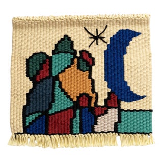 After Joan Miró, Mid Century Modern Color Tapestry, 1970, Cotton & Wool For Sale