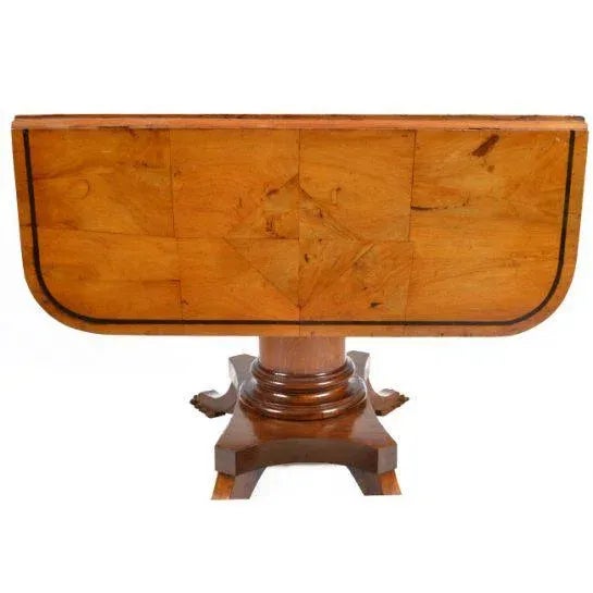 Biedermeier 19th Century German Biedermeier Period Drop Leaf Walnut Table For Sale - Image 3 of 10
