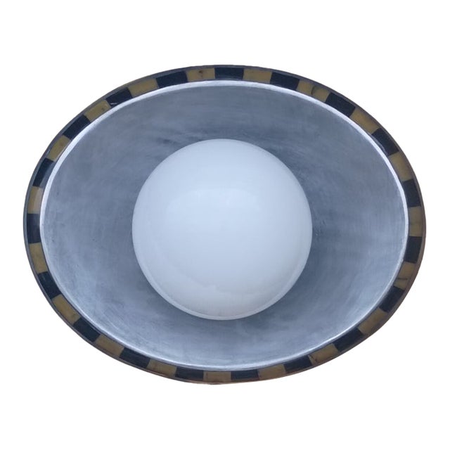 1980s Custom Made Polished Aluminum Oval Wall Light For Sale