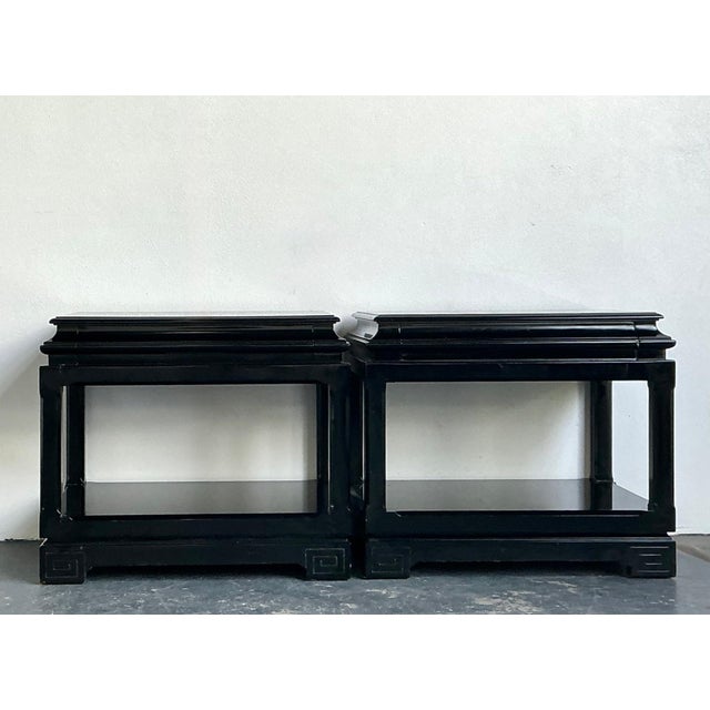 Vintage Ralph Lauren Chinoiserie Black Lacquered Side Tables - A Pair For Sale - Image 12 of 17