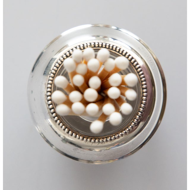 1930s Vintage Sterling Silver & Glass Match Striker Holder For Sale - Image 5 of 7