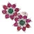 Set in 18k White Gold, Emerald Cabochon, Carved Ruby & Diamonds Toi Et Moi Ring, Us Size 7 For Sale