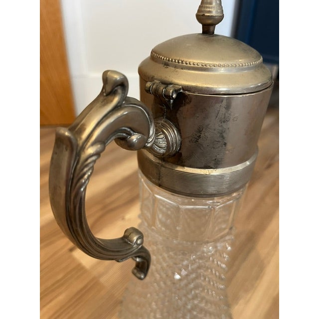 Glass Vintage Cut Crystal and Silver Plated Claret Jug For Sale - Image 7 of 16