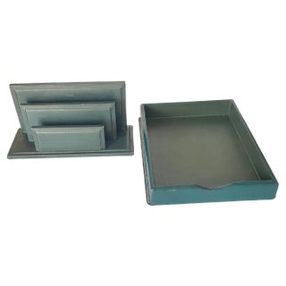 Letter Holder & Letter Tray Paper Holder attributed to Jacques Adnet, 1950s, Set of 2 For Sale