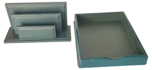 Letter Holder & Letter Tray Paper Holder attributed to Jacques Adnet, 1950s, Set of 2