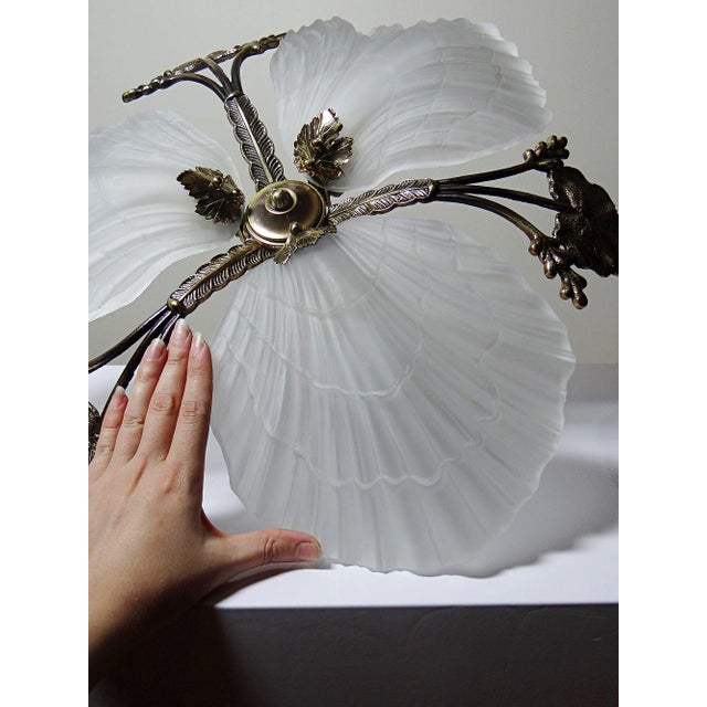 Vintage Hollywood Regency Art Deco Style Bronze Seashell Chandelier from Mariner, 1980s-1990s For Sale - Image 6 of 16