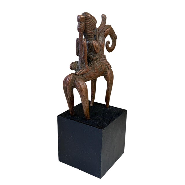Superb African Dogon Bronze Horseman Cast Handmade Mali 5.75"h For Sale - Image 4 of 6