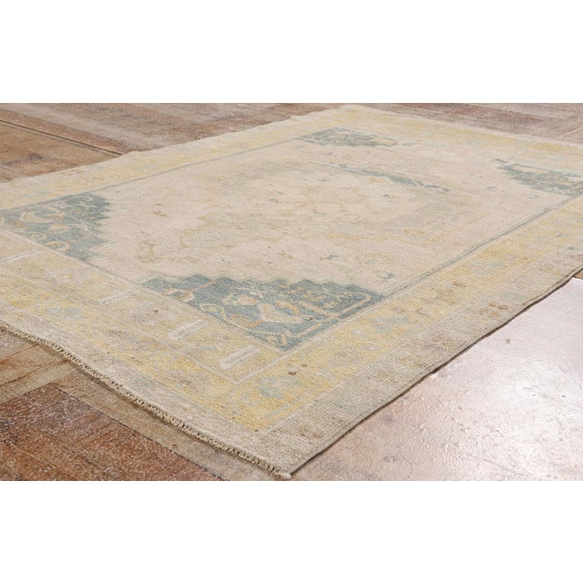Beige Vintage Turkish Oushak Rug, 04'02 X 06'00 For Sale - Image 8 of 10