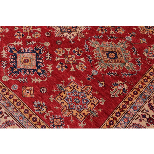Southwestern Super Kazak Red/Beige Wool Rug - 8'5'' X 10'3'' For Sale - Image 4 of 10