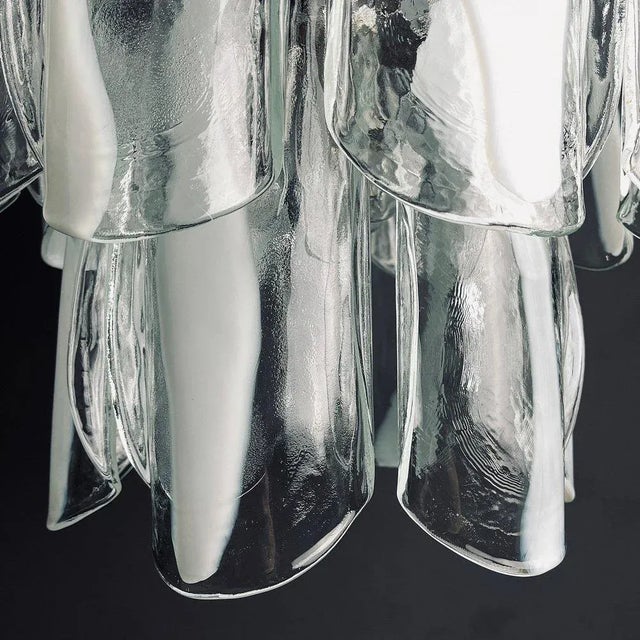 1960s Mazzega White Murano Glass Floral Chandelier For Sale - Image 11 of 12