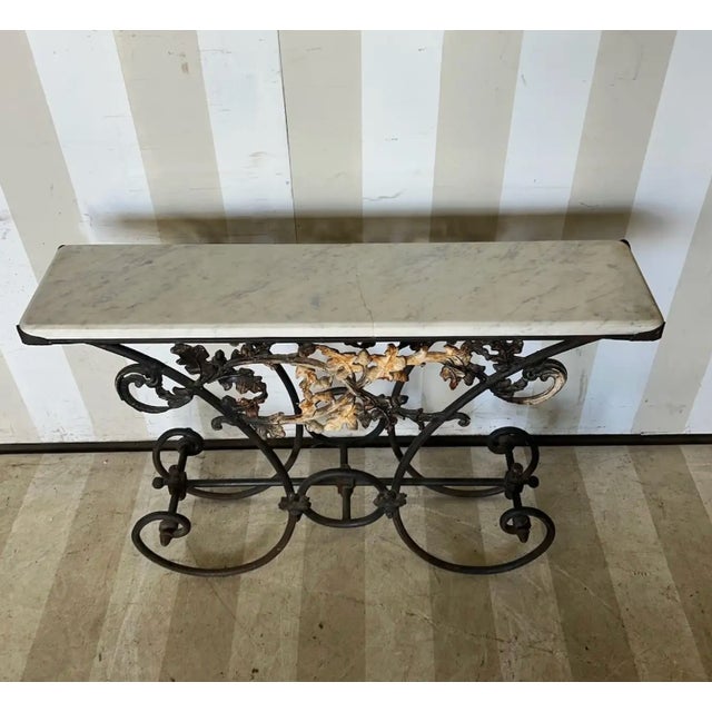 Nice little narrow "bakers table" console - finished on both sides with a nice thick marble top. This piece is great for...