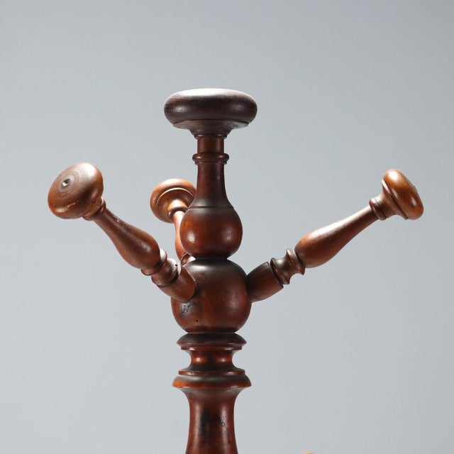 Walnut-Stained Lime Wood Coat Rack, Italy, Late 19th Century For Sale - Image 3 of 7