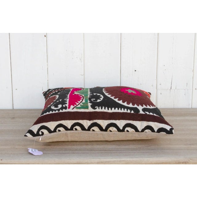 1950s Emma Black & White Vintage Suzani Pillow For Sale - Image 5 of 9