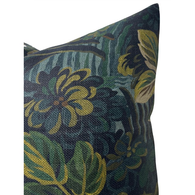 Modern Night Garden Linen Pillow Cover in Midnight For Sale - Image 3 of 5