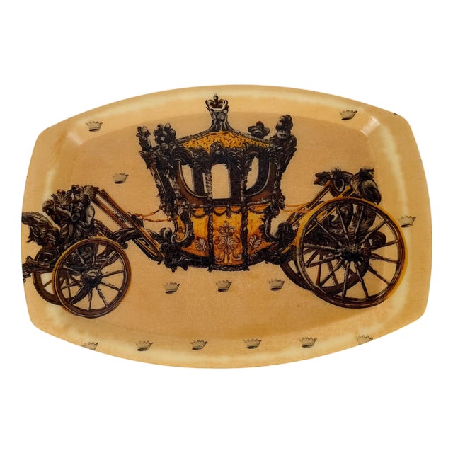 Mid-Century Regency Style Fiberglass Tray with Fairytale Carriage, 1950s-1960s For Sale