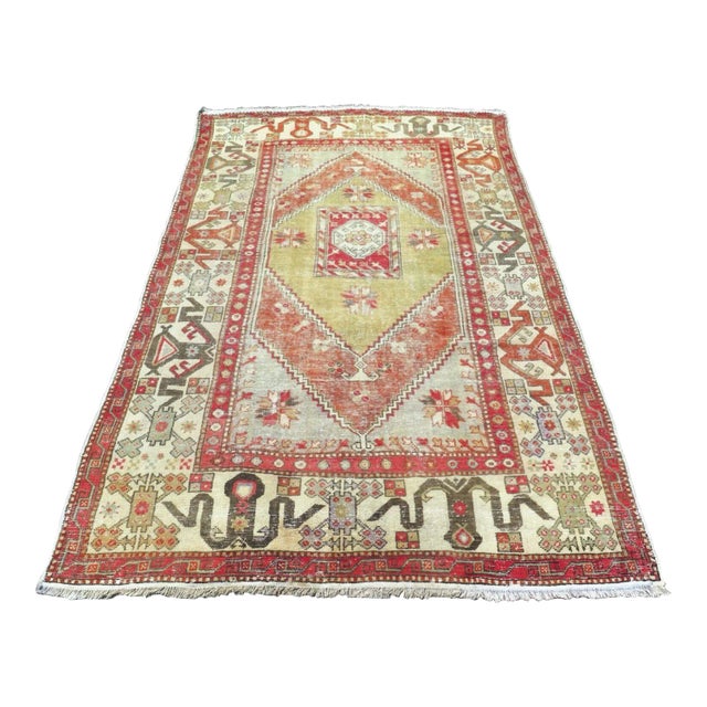 1960s Vintage Distressed Area Rug - 70"x111" For Sale