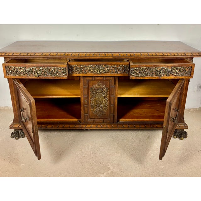 Early 20th Century Large Henry II Style Oak Sideboard With Bronze Mounts, Early 20th Century For Sale - Image 5 of 18